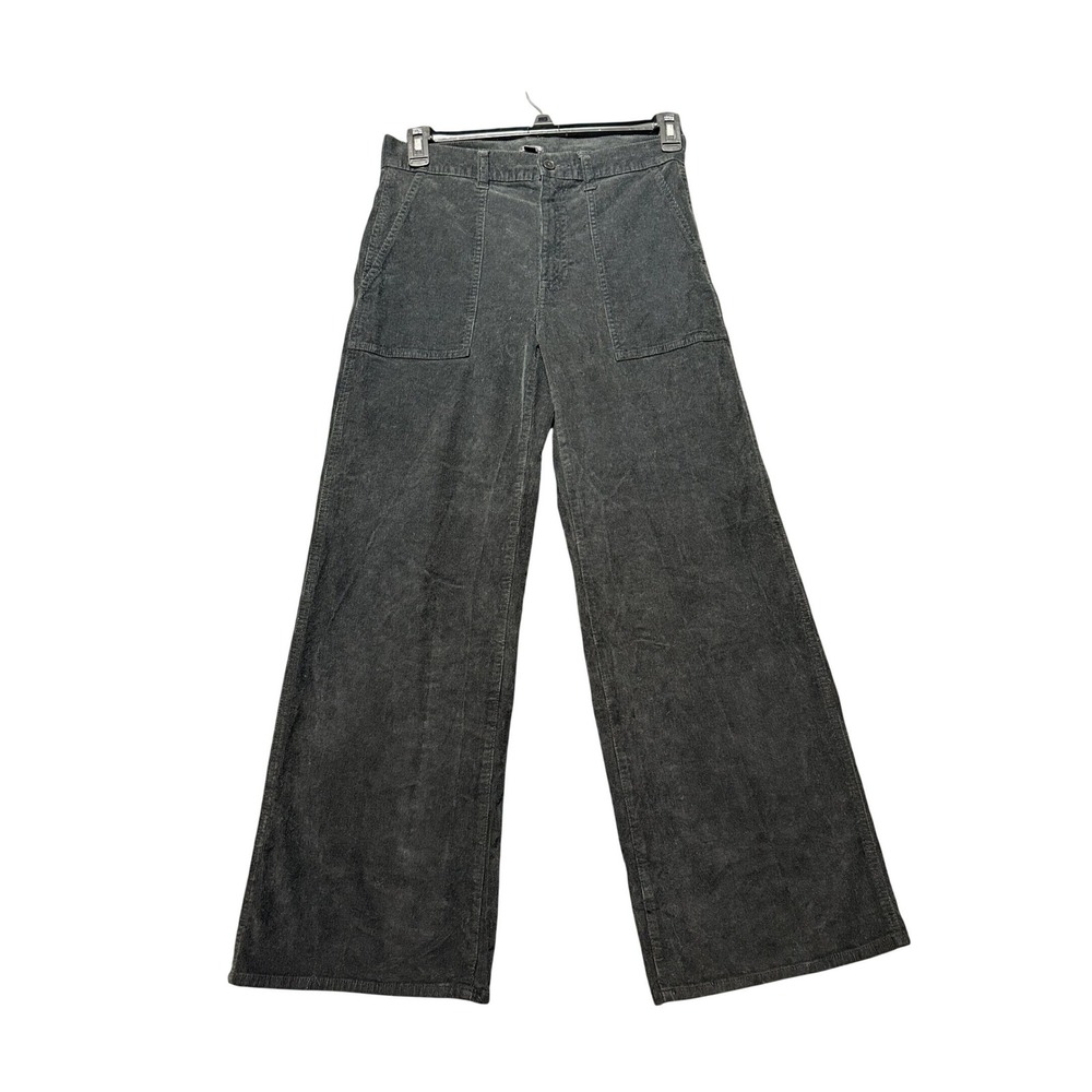 J.‎ Crew Corduroy Pants Women 27 Black Excellent Wide Leg High Rise Patch Pocket